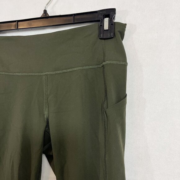Lululemon Pace Rival Crop Leggings Green Mesh Pockets Workout - Size 4 - Picture 5 of 9